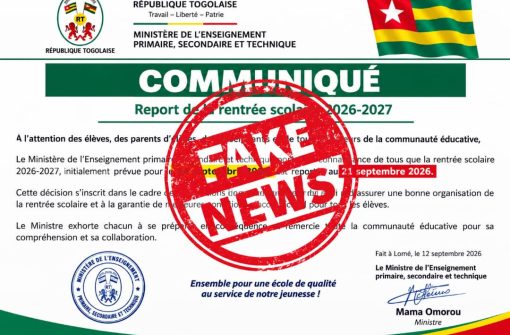 Togo/Rentrée scolaire : attention au faux communiqué !